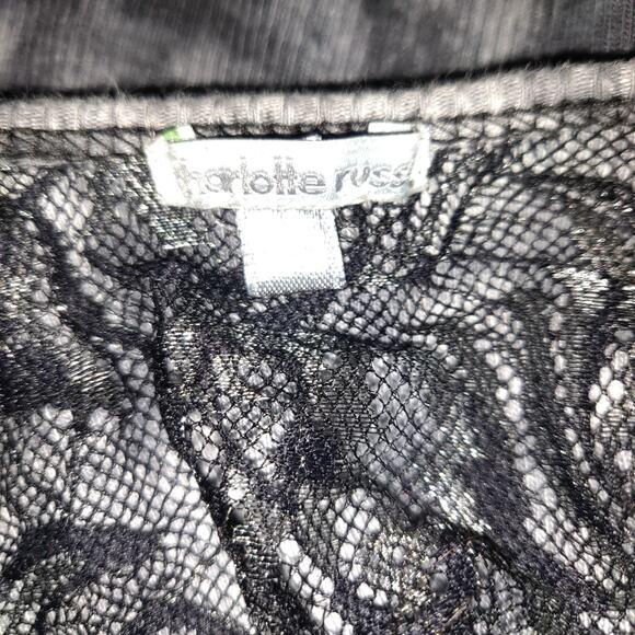 VTG Charlotte Russe Tie Dyed Tank Top Women's L Black Gray Y2K Ribbed Racer Back - Picture 4 of 12